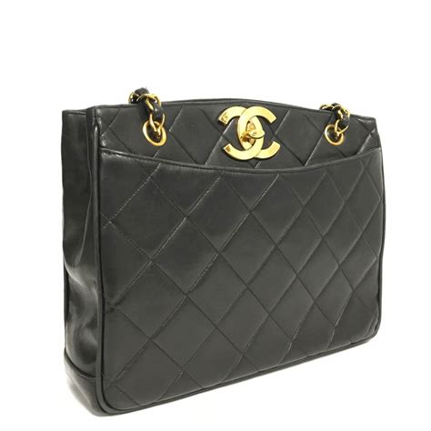 chanel black lambskin tote|vintage chanel lambskin bag.